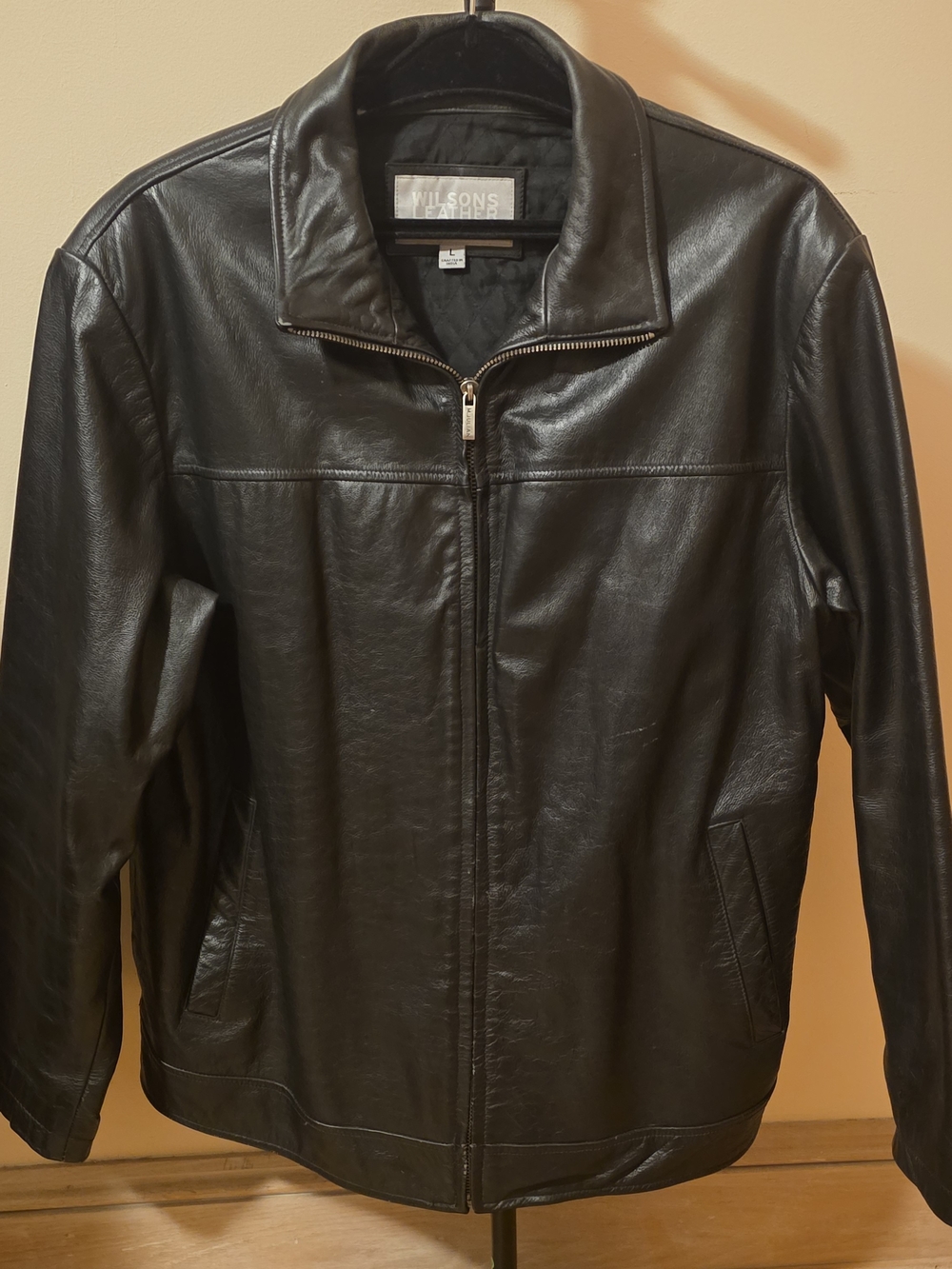 Wilsons Leather Black Men's Leather Bomber Jacket